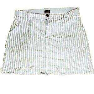 Lee Denim Jean Skirt Skort Stripe Gray White 14 M